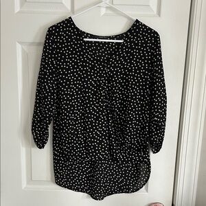 West Kei Black Blouse with White Dots